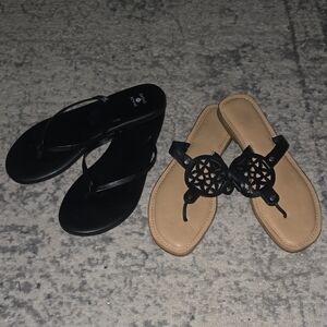 Black Sandals with Cutout Design